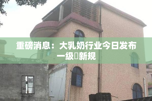 重磅消息：大乳奶行业今日发布一级婬新规
