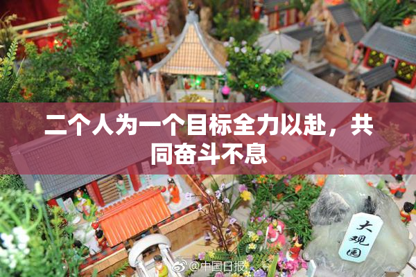 二个人为一个目标全力以赴，共同奋斗不息