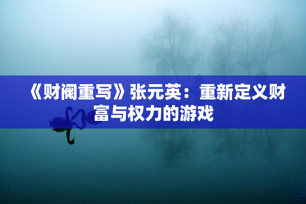 《财阀重写》张元英：重新定义财富与权力的游戏
