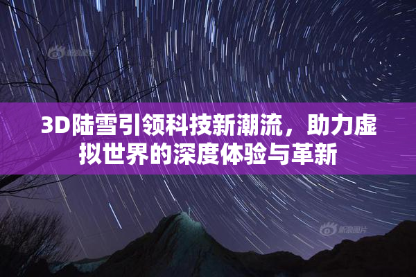 3D陆雪引领科技新潮流，助力虚拟世界的深度体验与革新