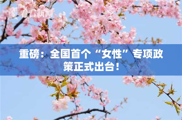 重磅：全国首个“女性”专项政策正式出台！