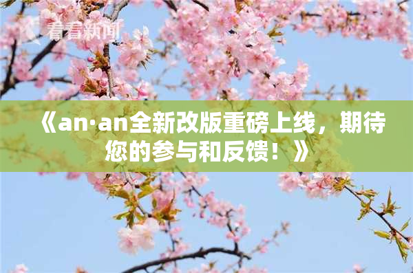 《an·an全新改版重磅上线，期待您的参与和反馈！》