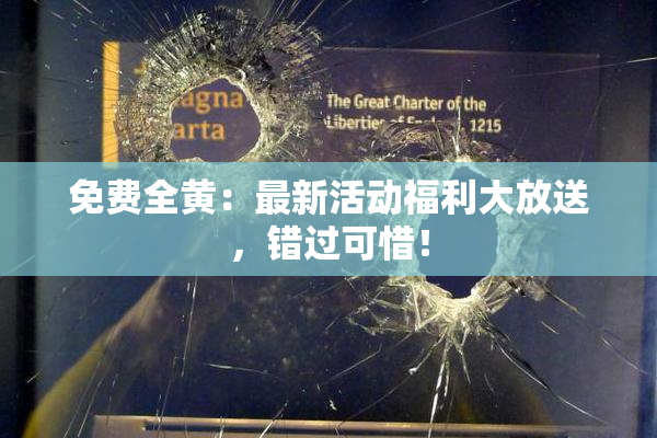 免费全黄：最新活动福利大放送，错过可惜！