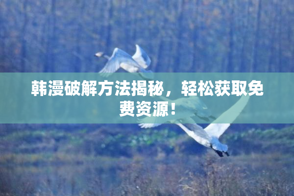 韩漫破解方法揭秘，轻松获取免费资源！
